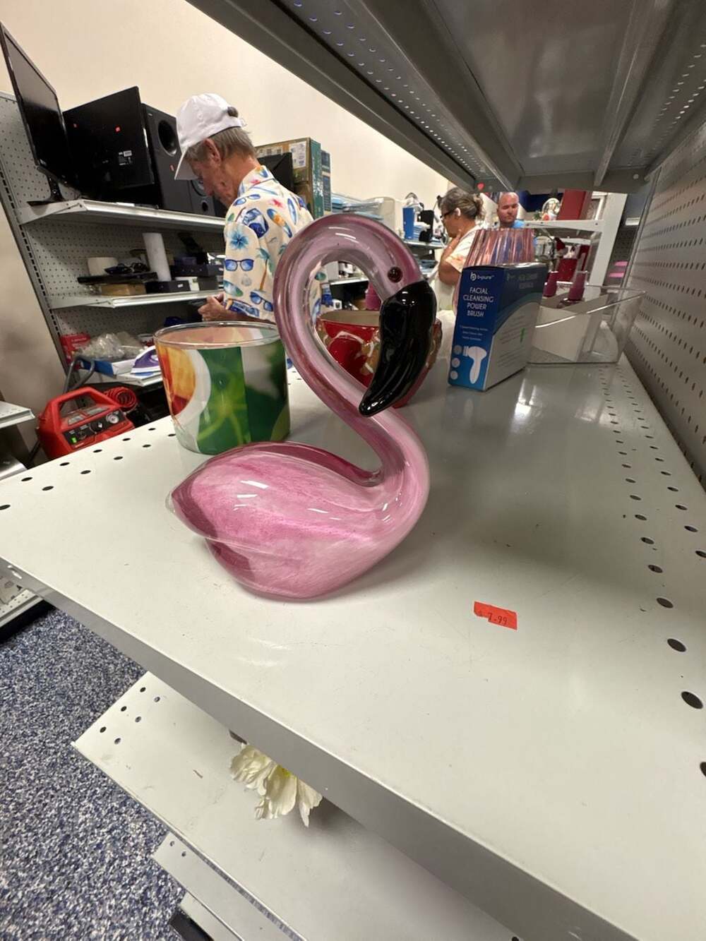 Hand Blown Swirl Pink Glass Flamingo Art Figurine